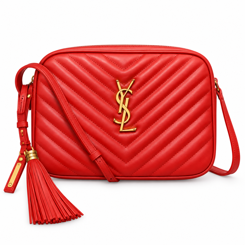 Saint Laurent YSL Lou Camera Bag – Red Gold Tassel