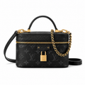 Louis Vuitton Vanity PM black Monogram Empreinte leather box bag with gold LV padlock, braided chain strap and double zip closure