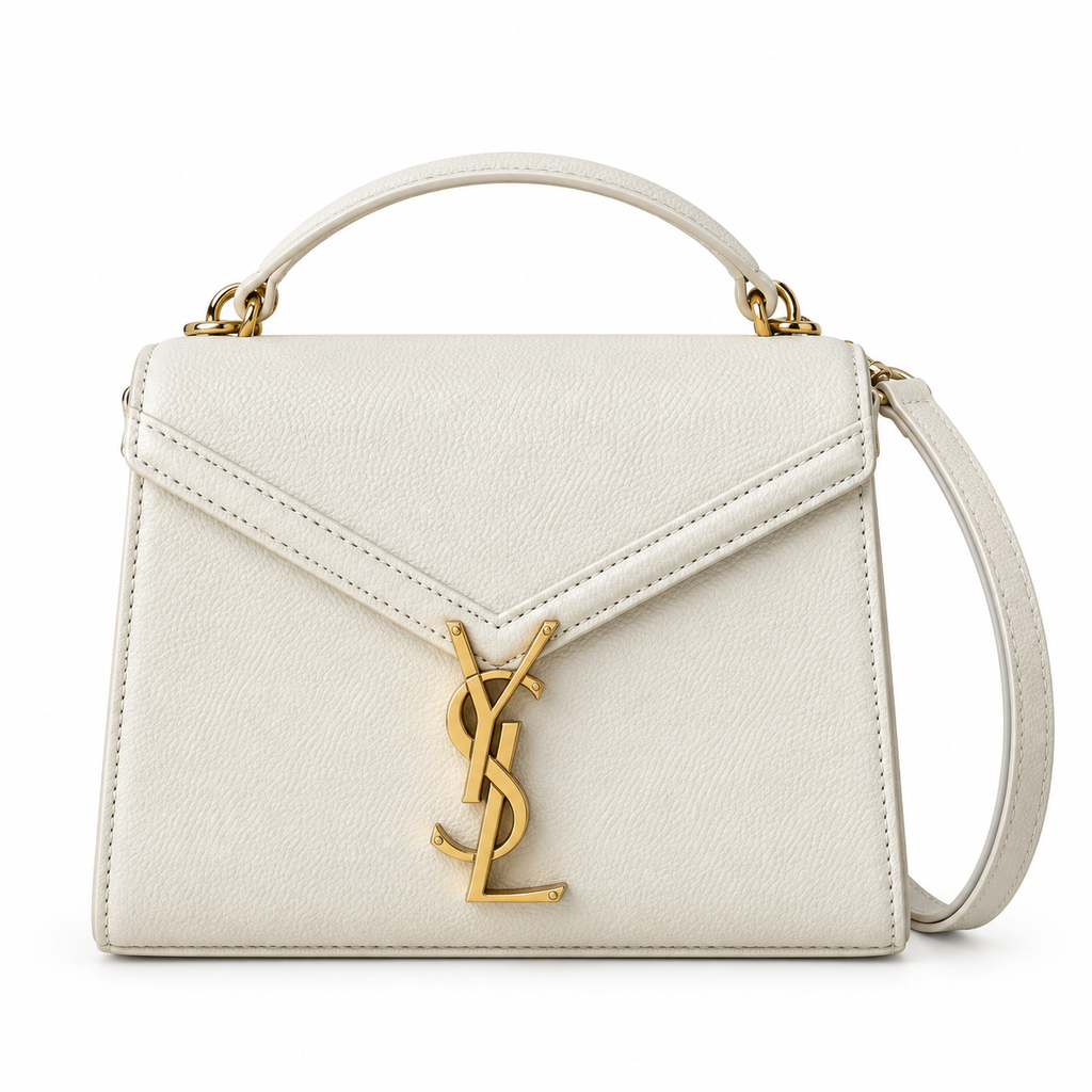 Saint Laurent Cassandra Mini – White Textured Leather