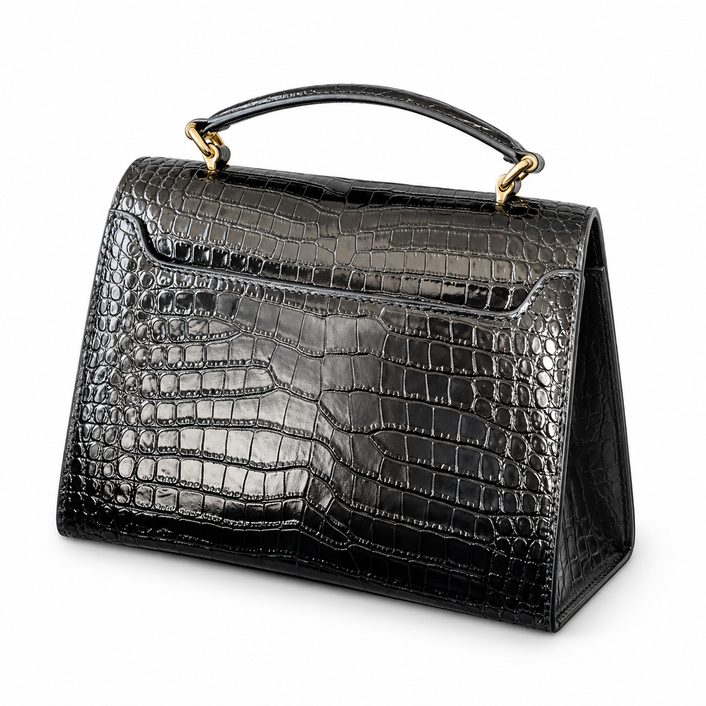 Saint Laurent YSL Cassandre Top Handle Bag – Black Croc