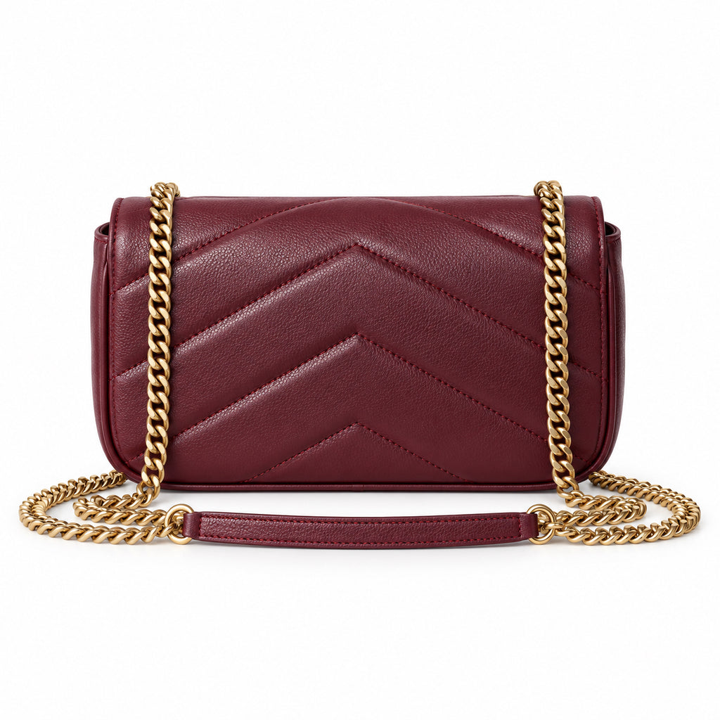 YSL Loulou Mini Chain Bag – Burgundy Quilted Leather