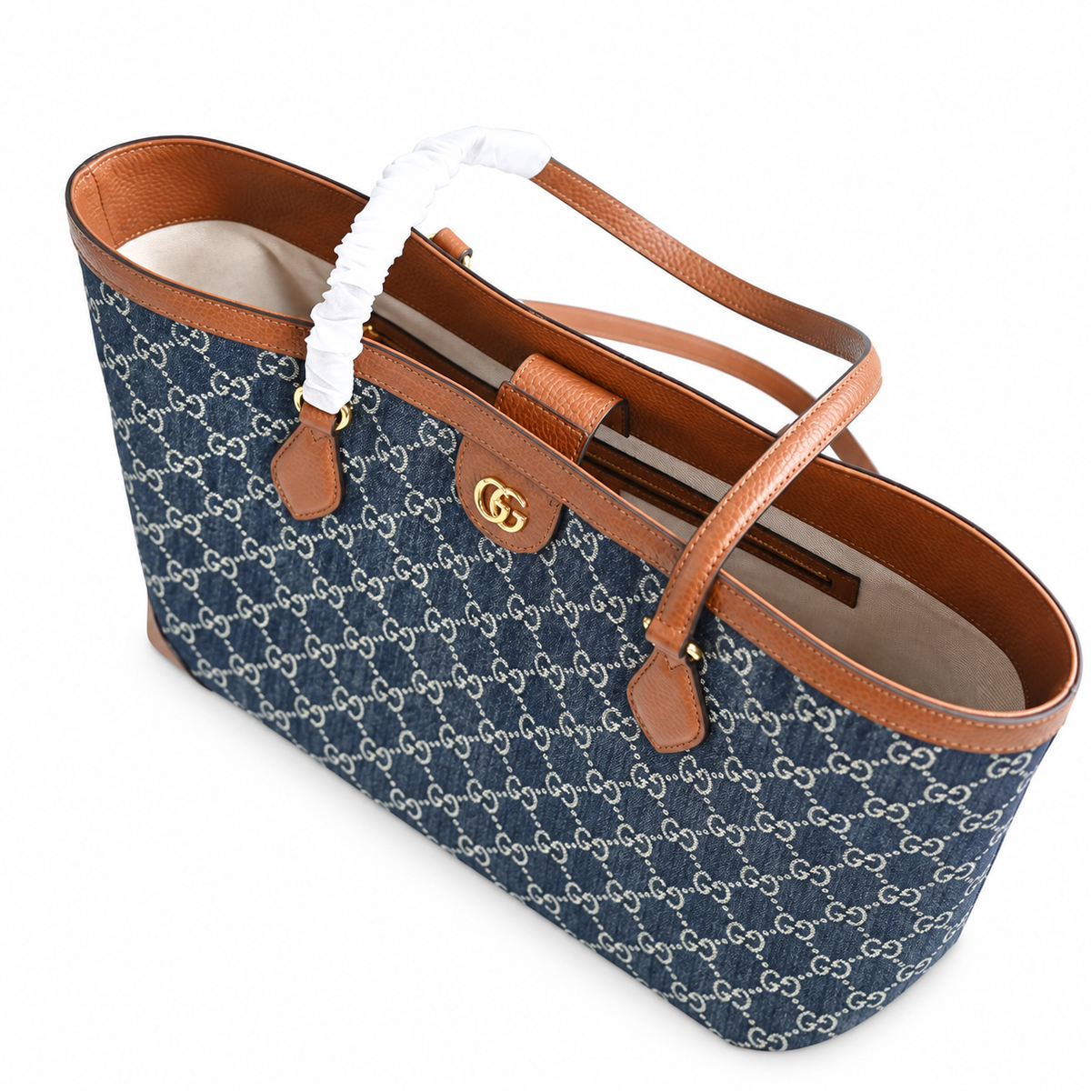 Gucci Ophidia GG Denim Medium Tote Bag Blue