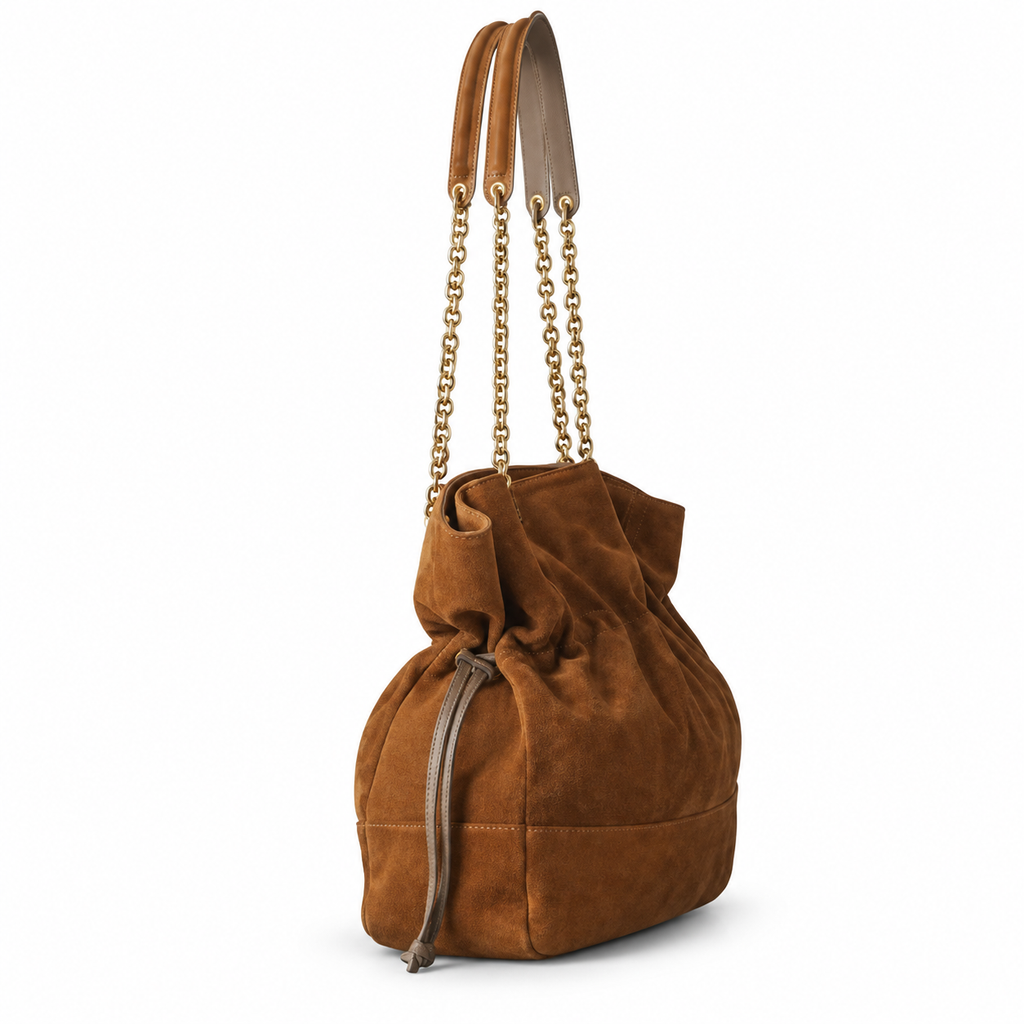YSL Saint Laurent Jamie Tote Tan Suede Gold Chain