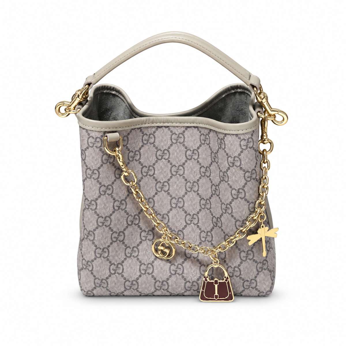 Gucci GG Supreme Small Bucket Bag with Charms