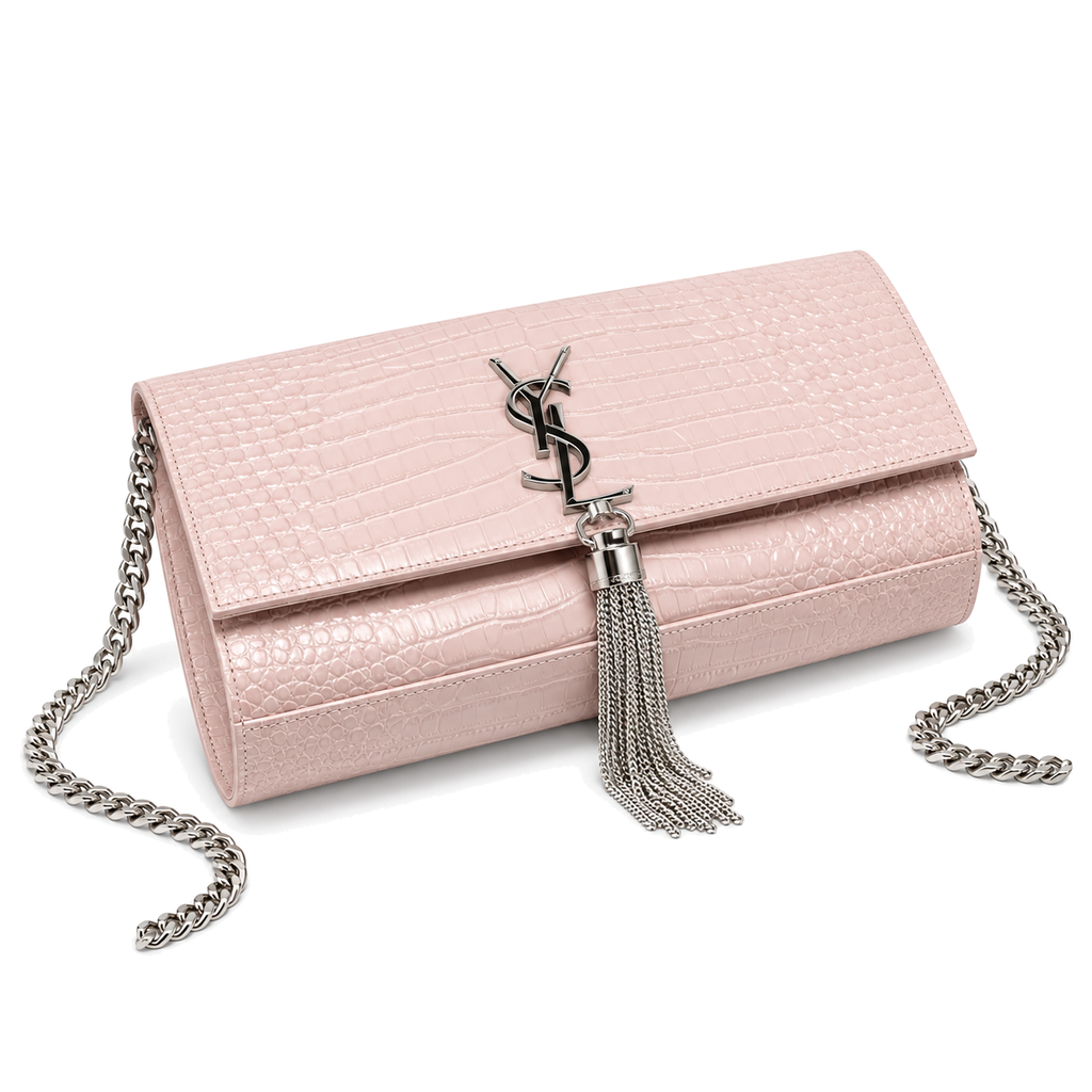 Saint Laurent Kate Medium Tassel Bag – Pink Croc