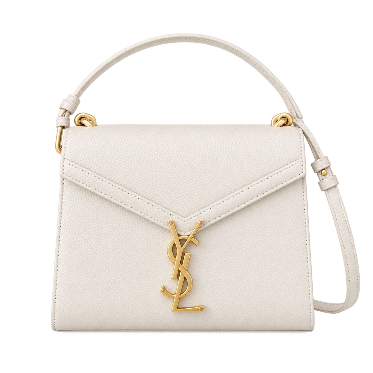 Saint Laurent Cassandra Mini – Cream Grained Leather