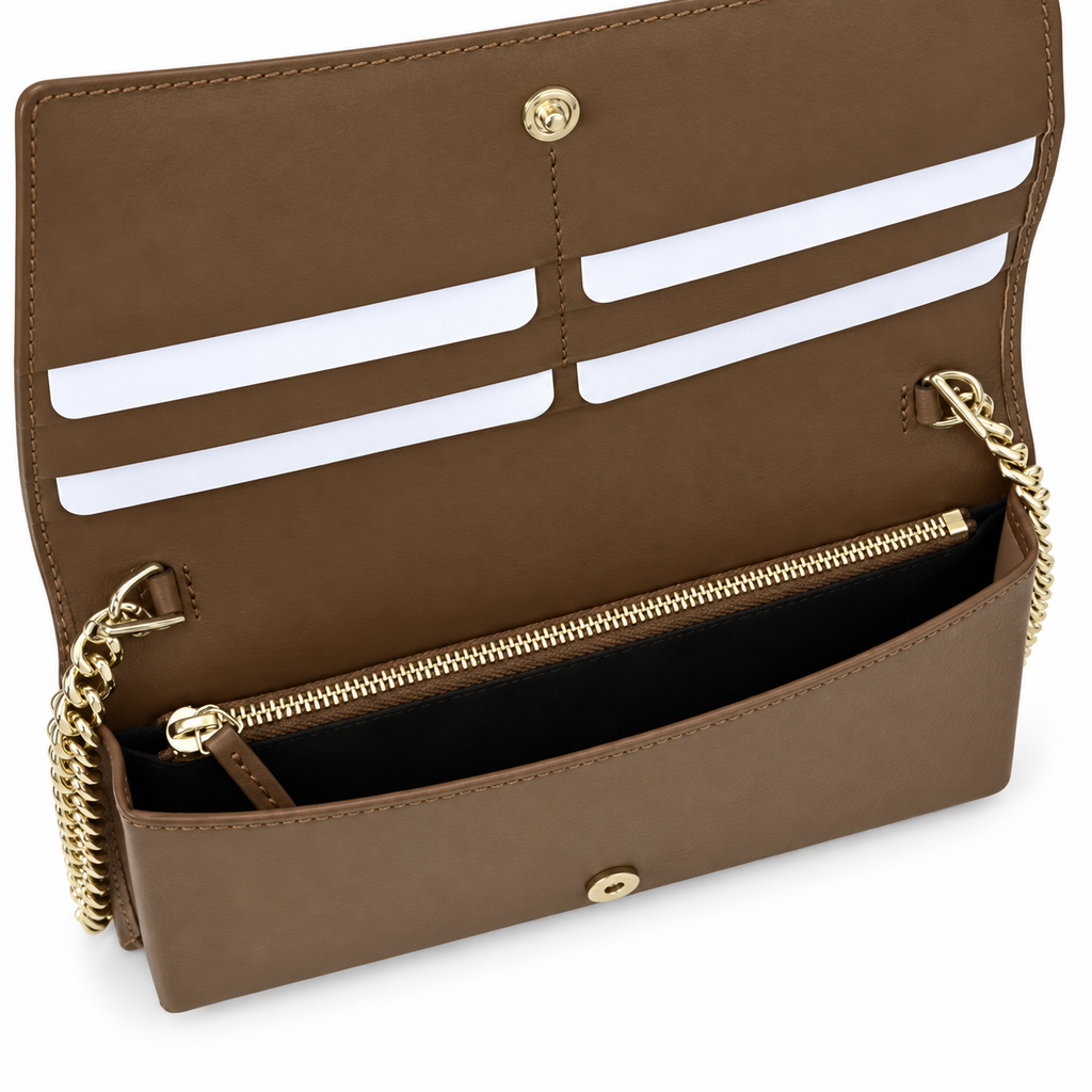 Gucci Horsebit 1955 Chain Wallet in GG Supreme Canvas with Brown Leather Trim