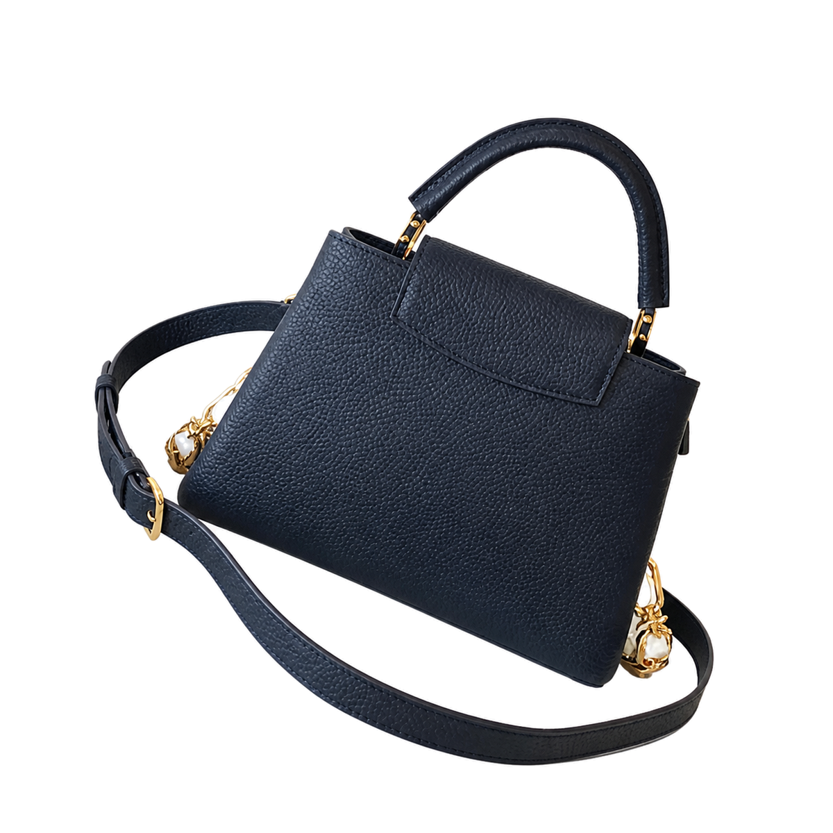 Louis Vuitton Capucines — Taurillon Leather in Marine with Mother-of-Pearl Flower Chain