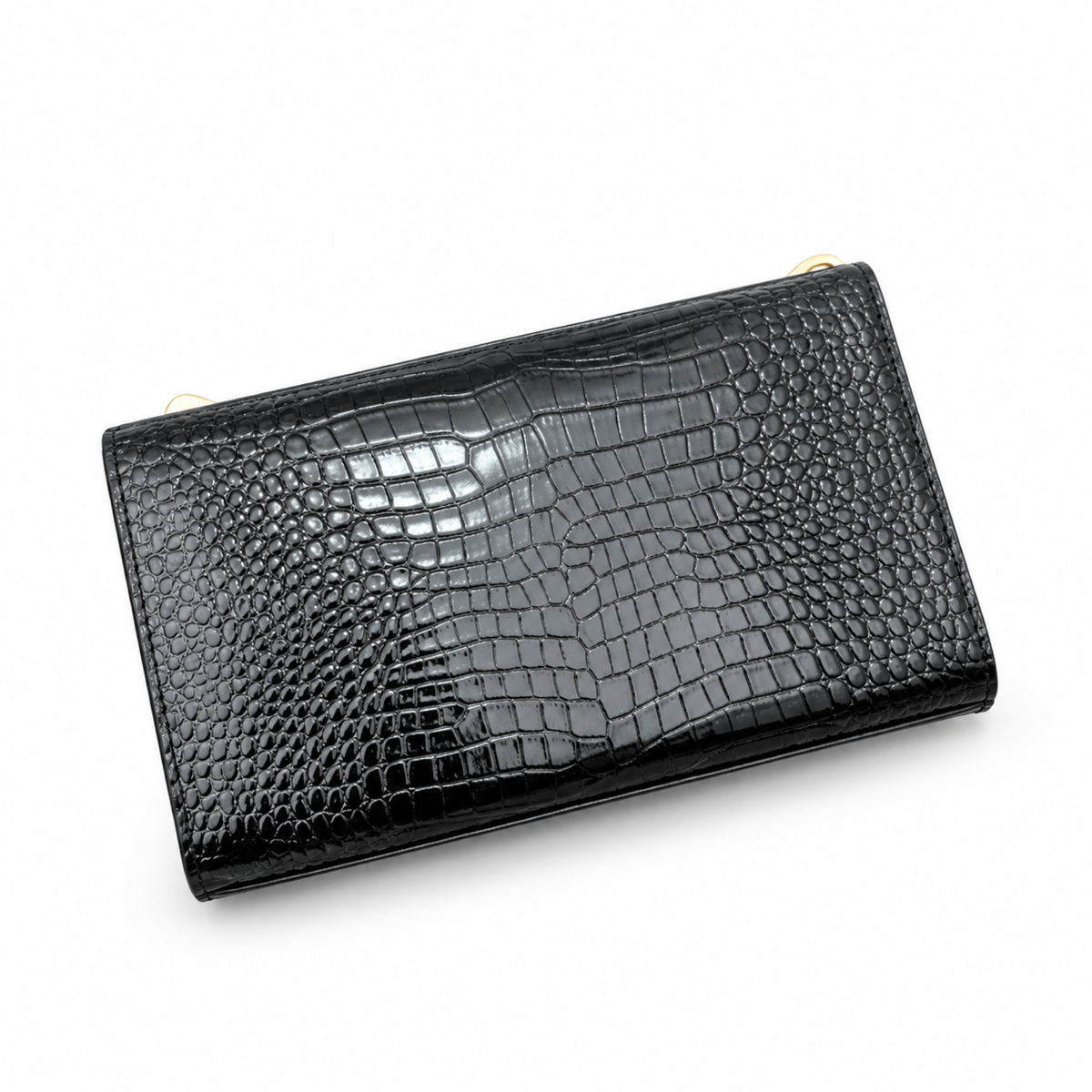 YSL Saint Laurent Kate Chain Bag in Black Croc-Embossed Leather with Tassel