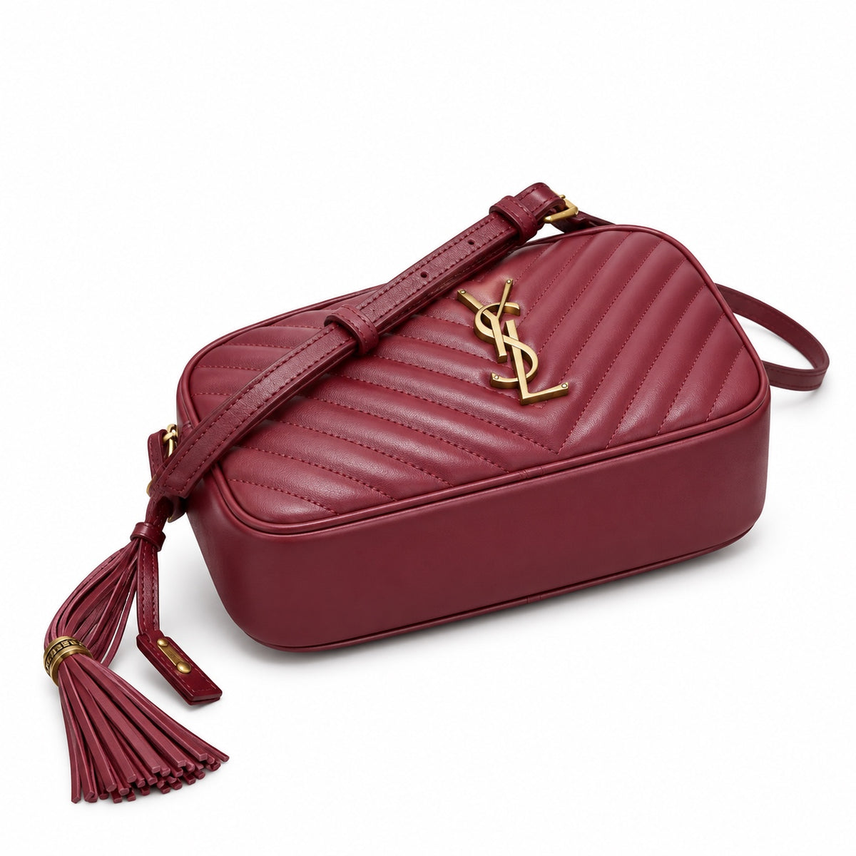 Saint Laurent YSL Lou Large Camera Bag – Burgundy Gold
