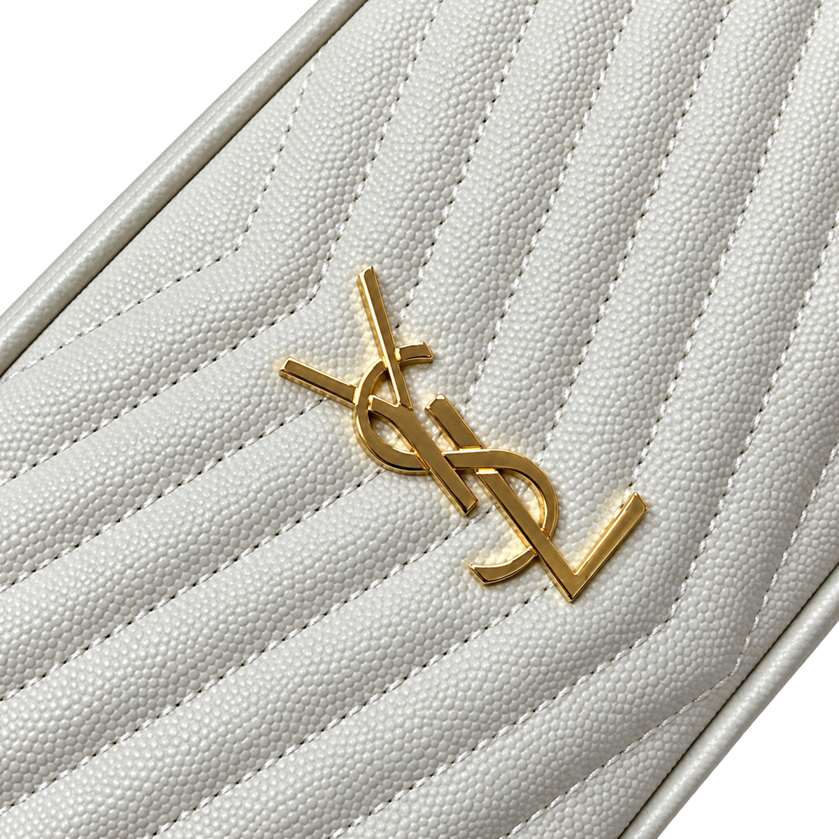 Saint Laurent YSL Lou Mini Camera Bag – White Gold