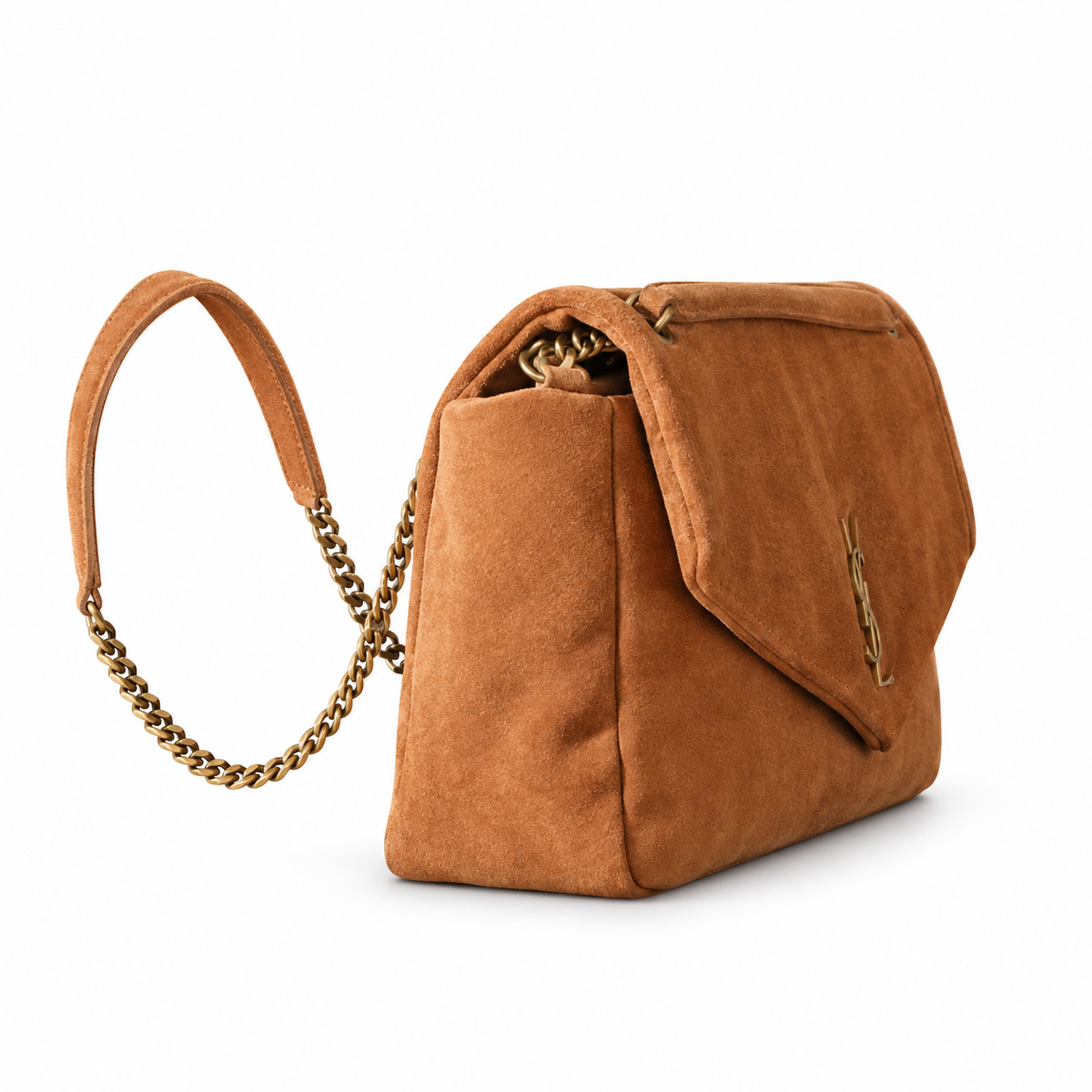 Saint Laurent YSL Calypso Chain Bag – Caramel Suede
