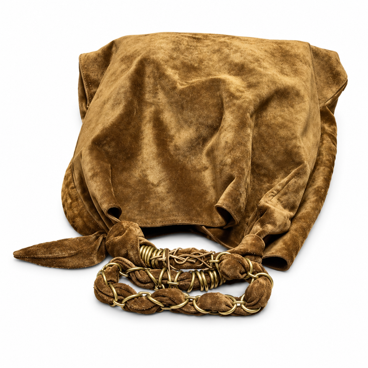 YSL Saint Laurent Squchy Hobo Bag in Camel Suede