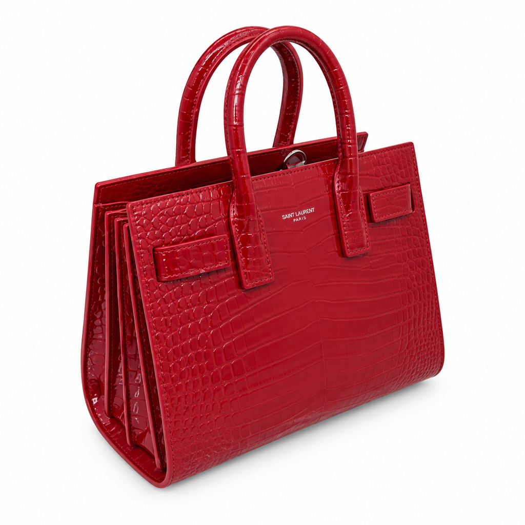 Saint Laurent Sac de Jour Bag – Red Croc Embossed