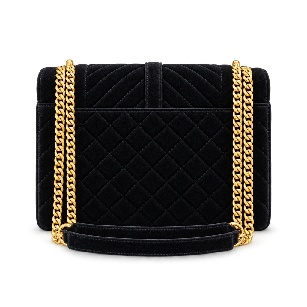 Saint Laurent YSL Envelope Medium – Black Velvet Gold