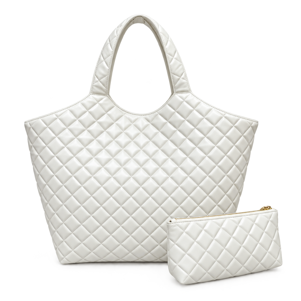 YSL Icare Maxi Shopping Bag – White Quilted Leather