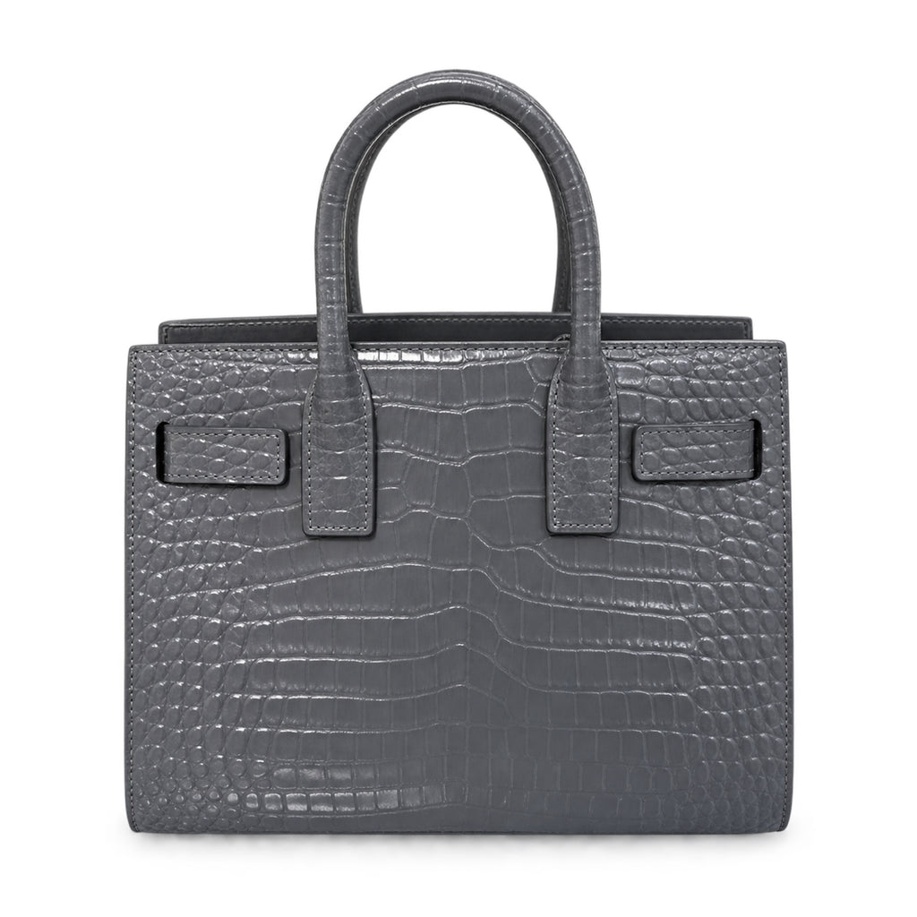 YSL Sac de Jour Baby Bag – Grey Croc-Embossed Leather