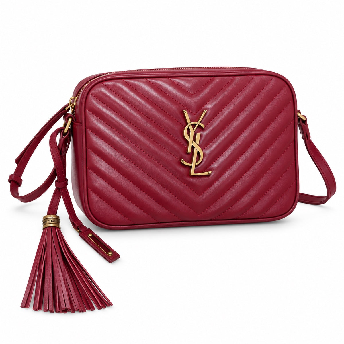 Saint Laurent YSL Lou Large Camera Bag – Burgundy Gold