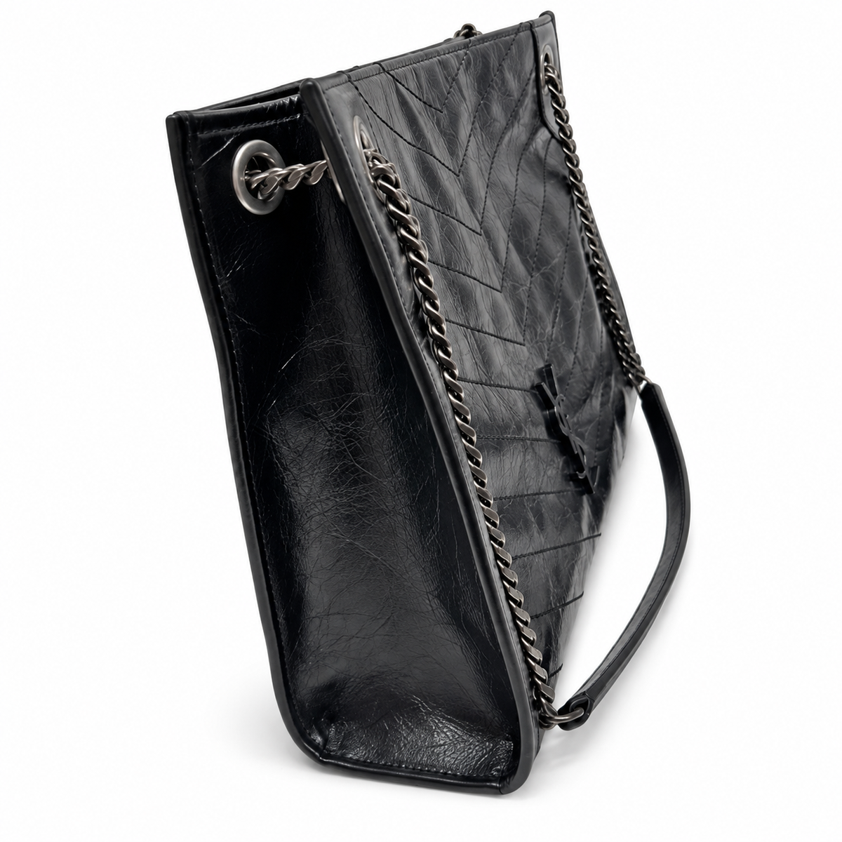 YSL Saint Laurent Niki Shopping Tote Black Crinkled