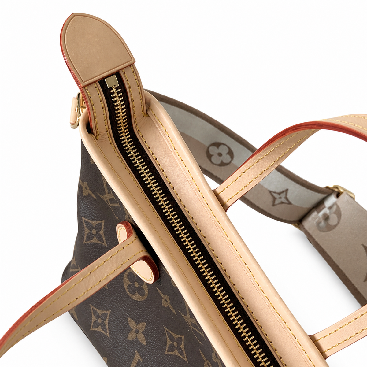 Louis Vuitton Neverfull BB Monogram Tote with Coin Purse & Logo Strap