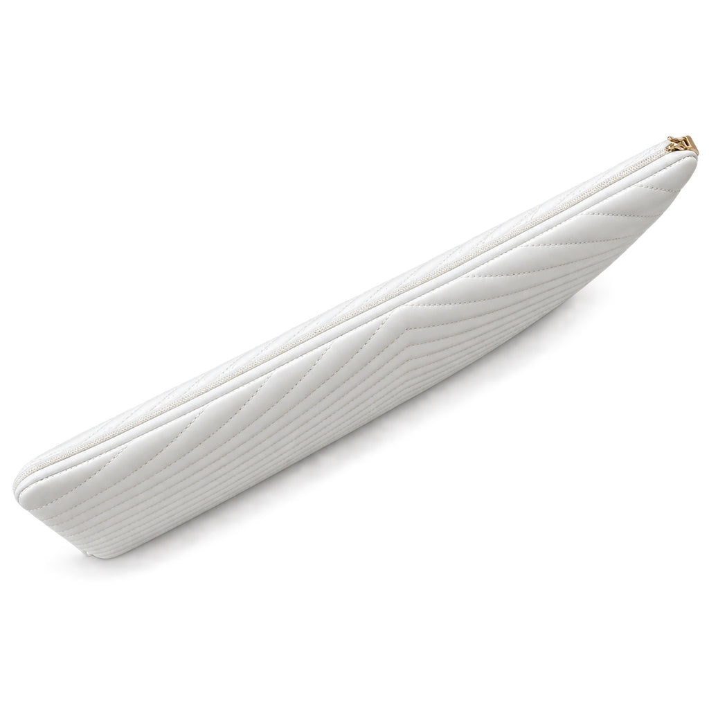 Saint Laurent YSL Monogram Clutch – White Gold