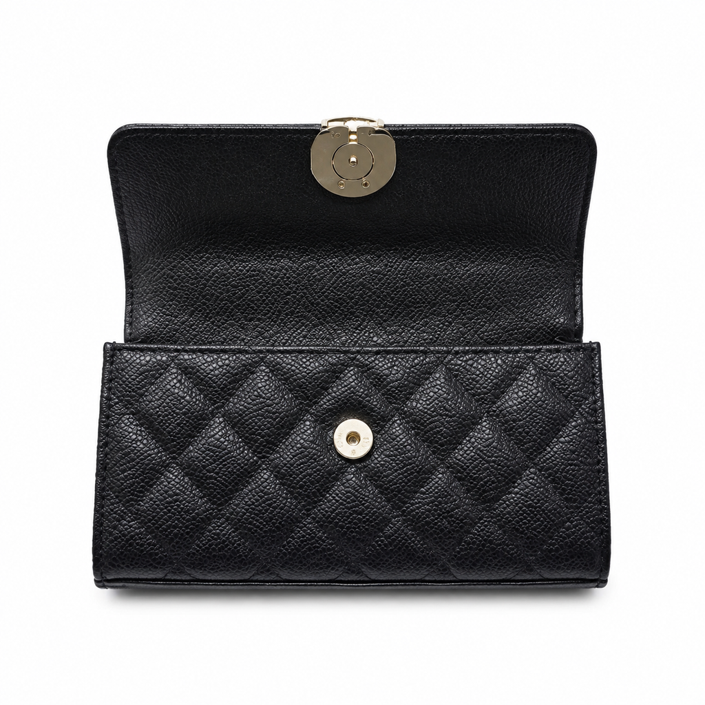 Chanel Quilted Leather Grained Chain Crossbody Bag