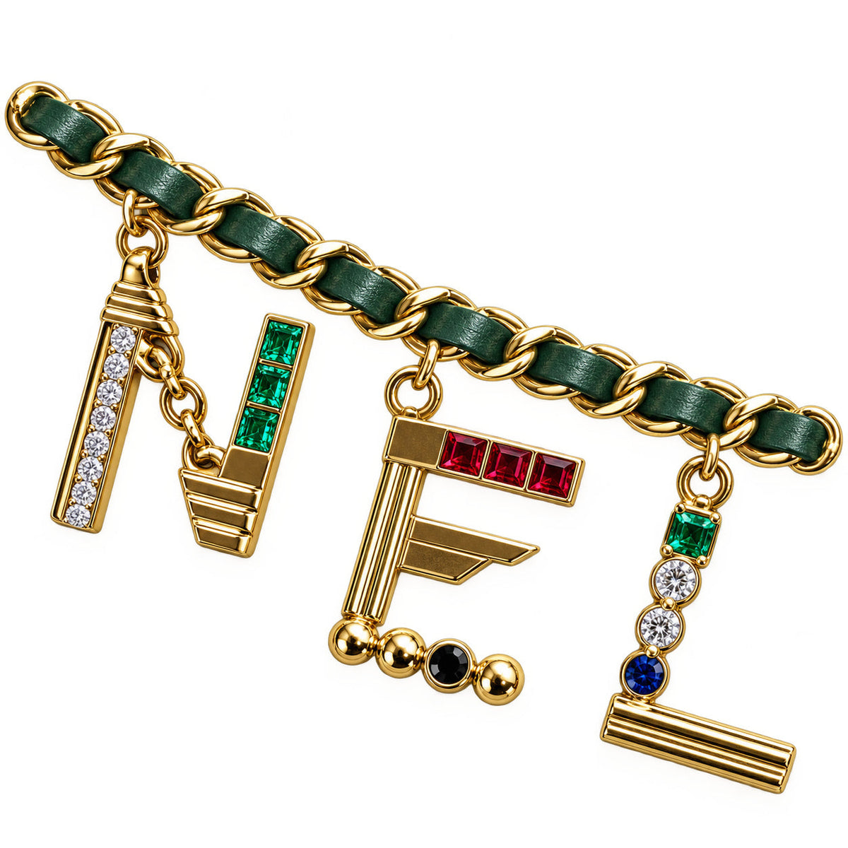 Chanel Emerald Green Croc-Embossed Flap Bag | Jewelled Multi-Stone CC Turn-Lock & Wine Red Interior