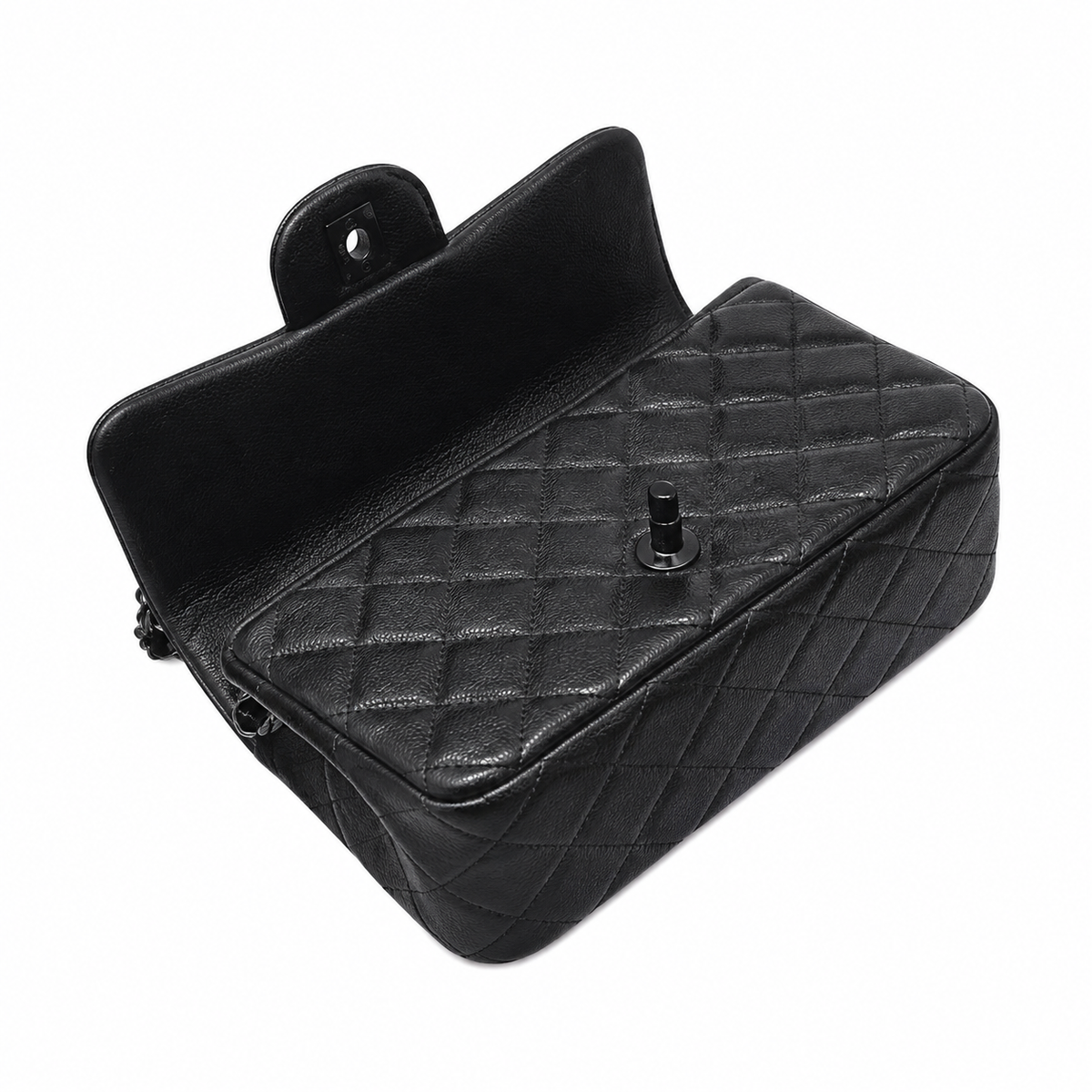 Chanel So Black Lambskin Classic Double Flap Bag | Matte Black CC Turn-Lock & Black Chain