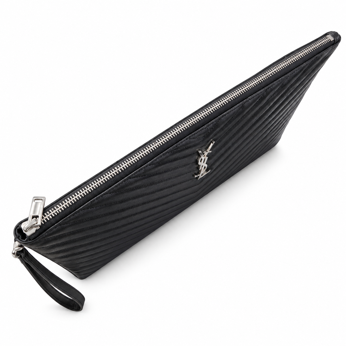 Saint Laurent YSL Cassandre Clutch – Black Silver
