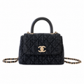 Chanel Coco Handle Quilted Denim Mini Flap | Charcoal & Gold CC — 11cm