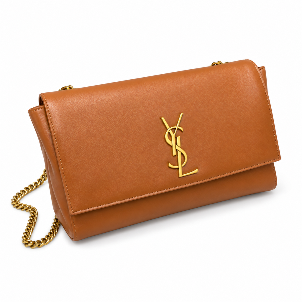 Saint Laurent YSL Kate Large Chain Bag – Caramel