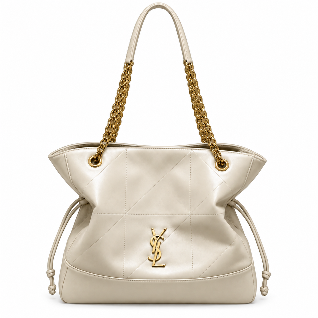 Saint Laurent YSL Nino Tote – Cream Gold Chain