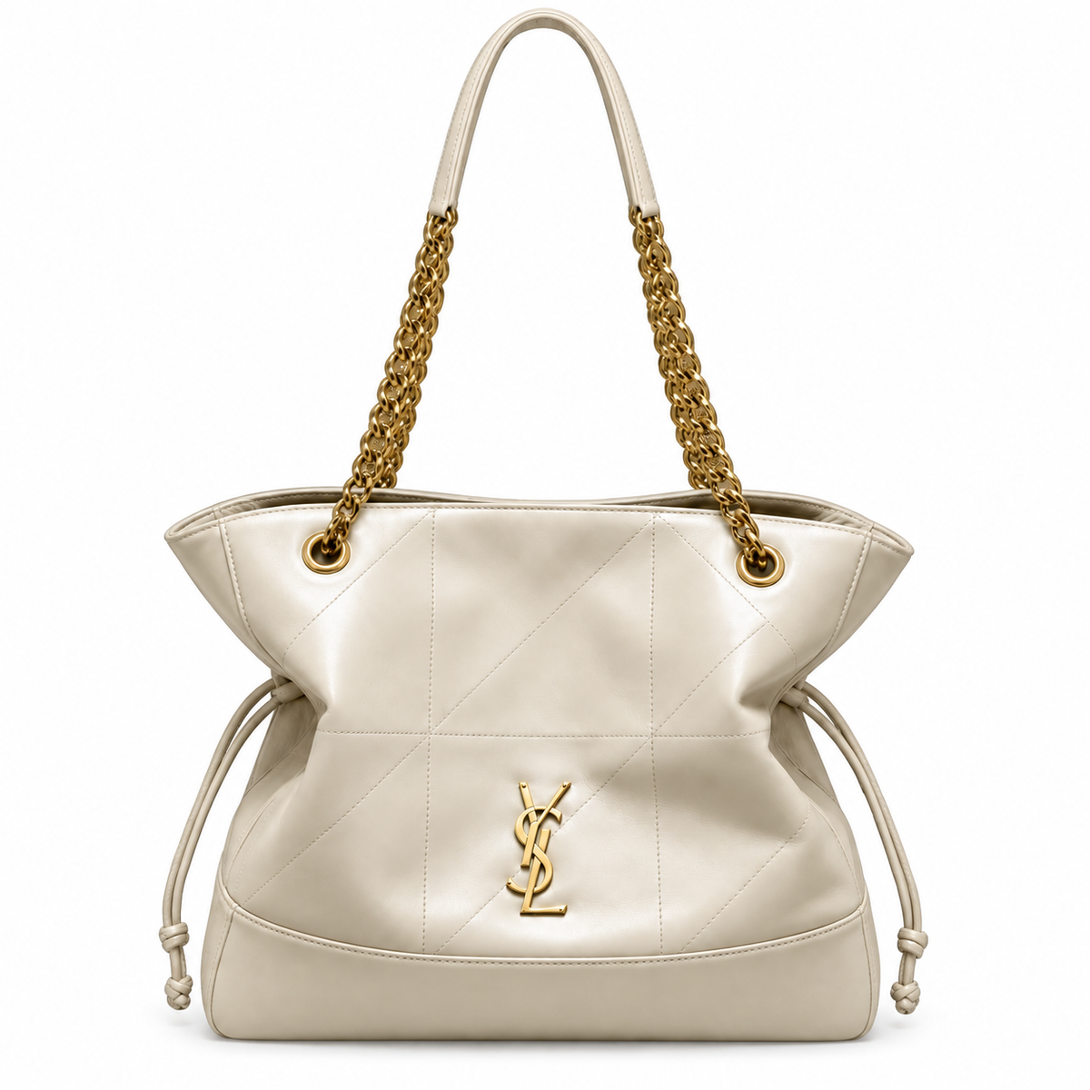 Saint Laurent YSL Nino Tote – Cream Gold Chain