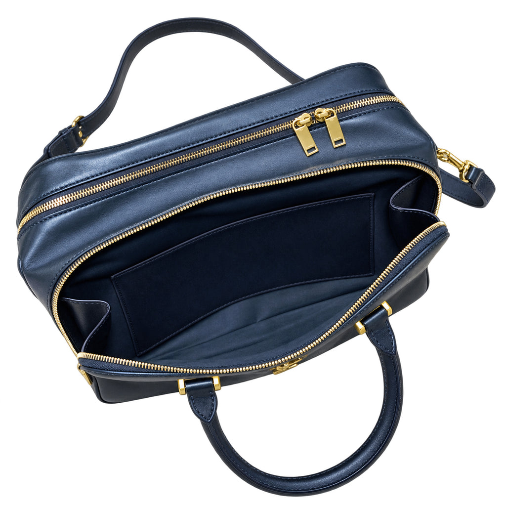 Saint Laurent YSL Quilted Boston Bag – Navy Blue
