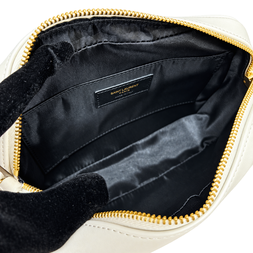 Saint Laurent YSL Lou Large Camera Bag – White Gold