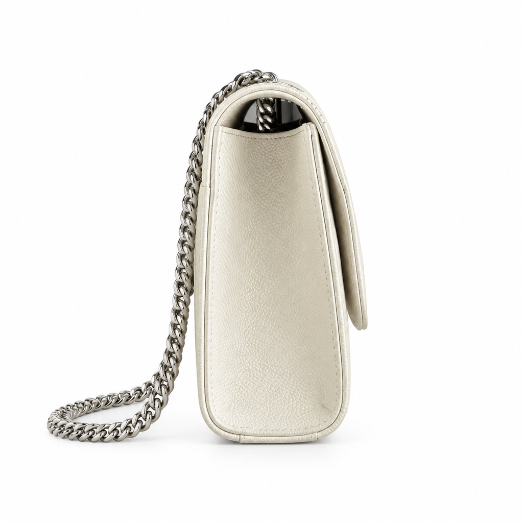 Saint Laurent YSL Envelope Bag – Pearl White Silver