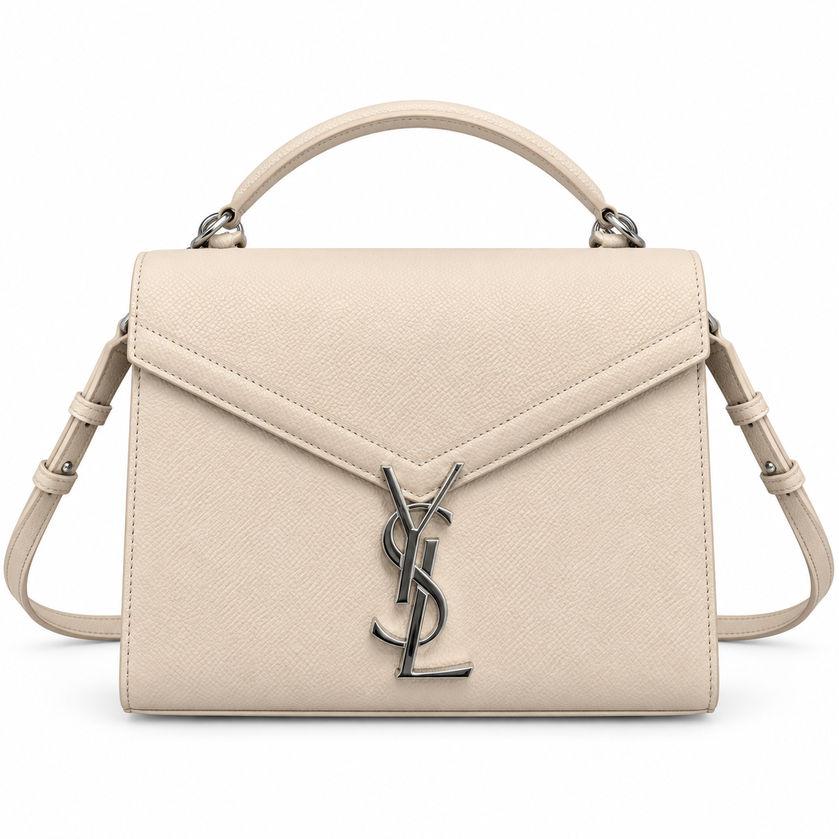 Saint Laurent Cassandra Medium – Cream Leather Silver YSL
