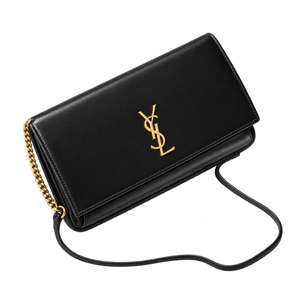 YSL Saint Laurent Kate Small Chain Bag in Black Smooth Leather