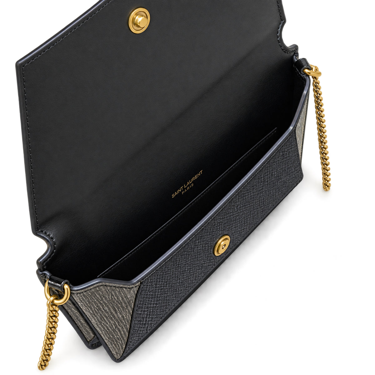 Saint Laurent Manhattan Chain Wallet Bag in Black