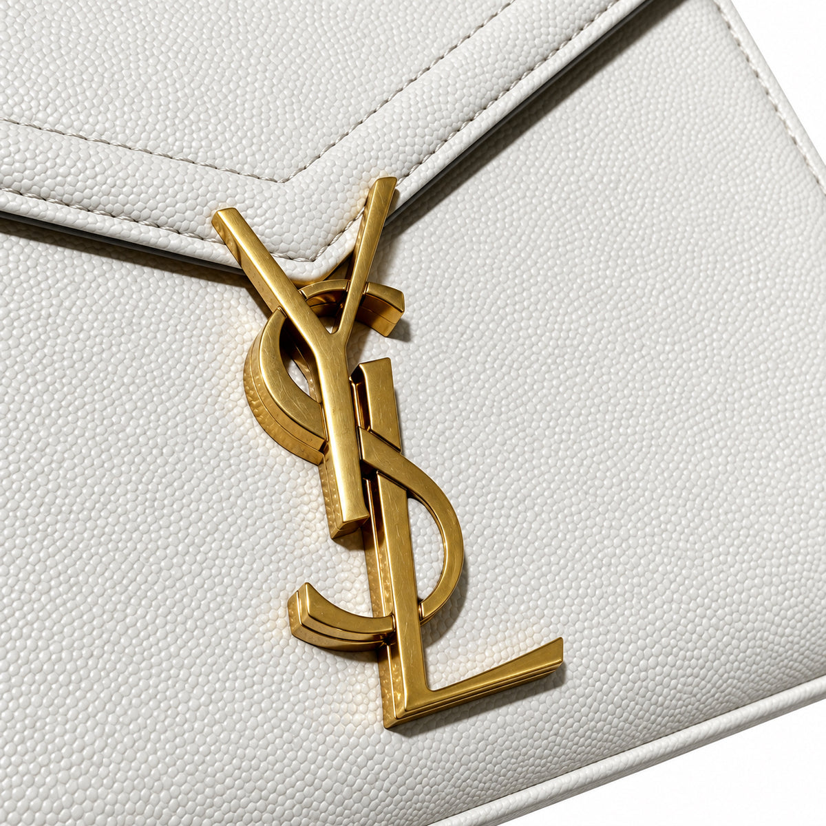 Saint Laurent Cassandra Mini – Cream Smooth Leather Gold