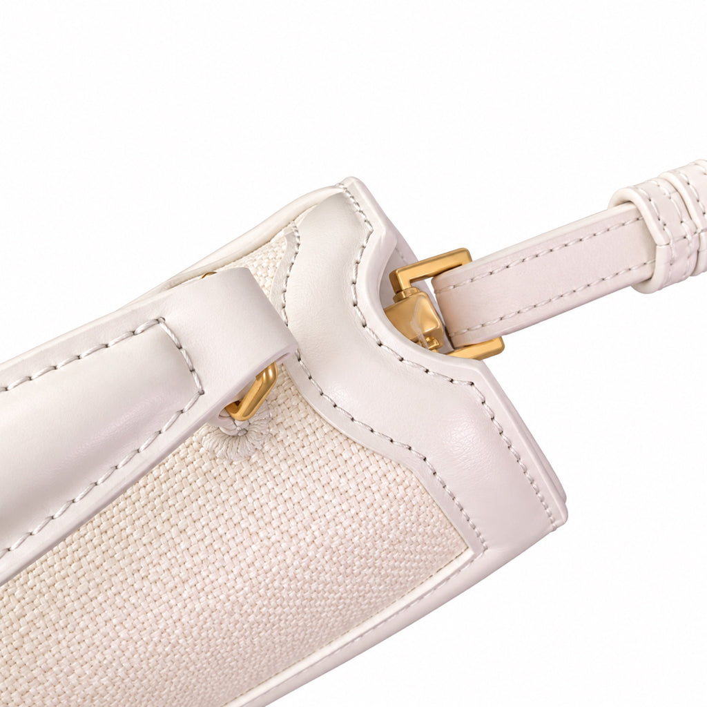 YSL Saint Laurent Cassandra Mini Top Handle Bag Ivory