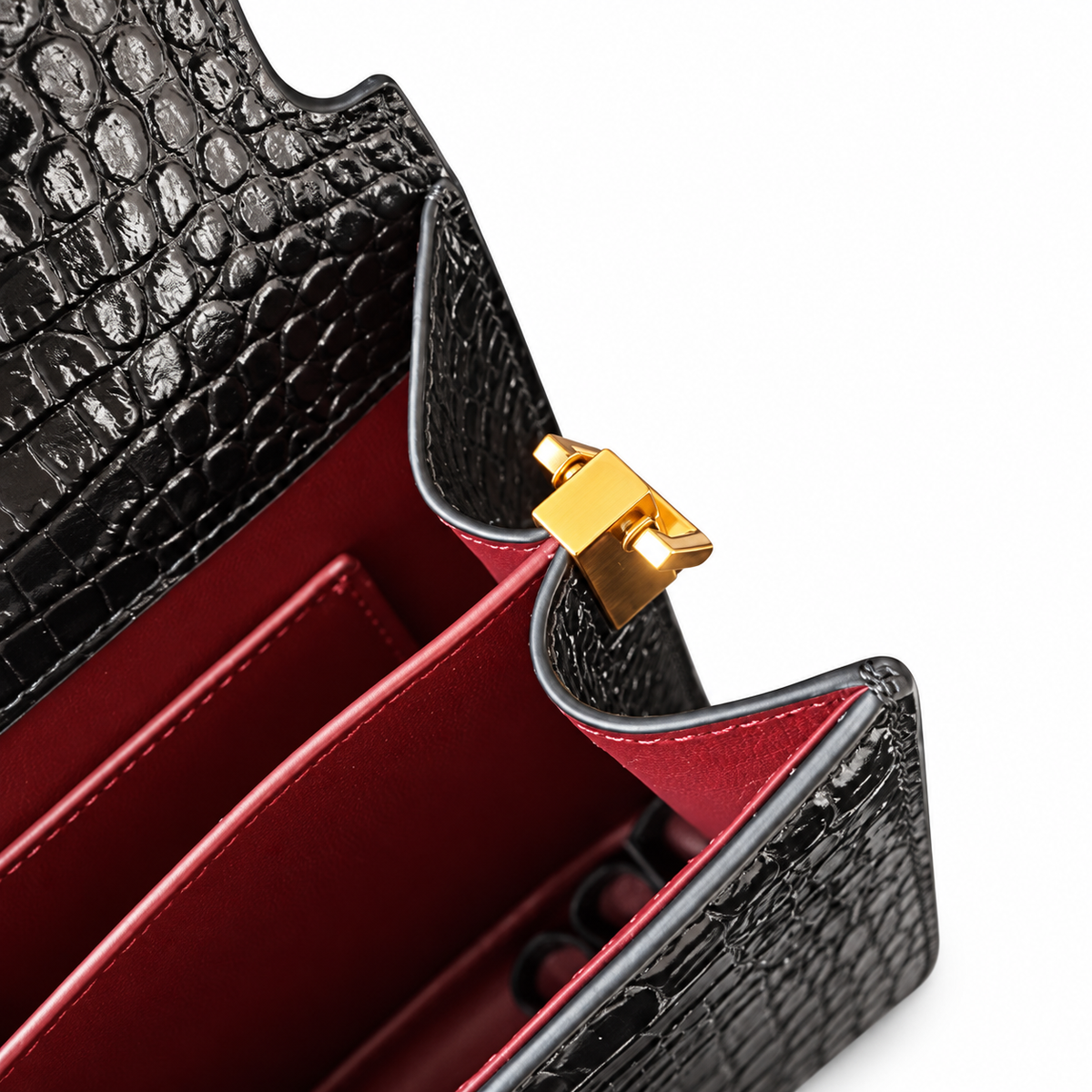 Saint Laurent YSL Cassandre Top Handle Bag – Black Croc