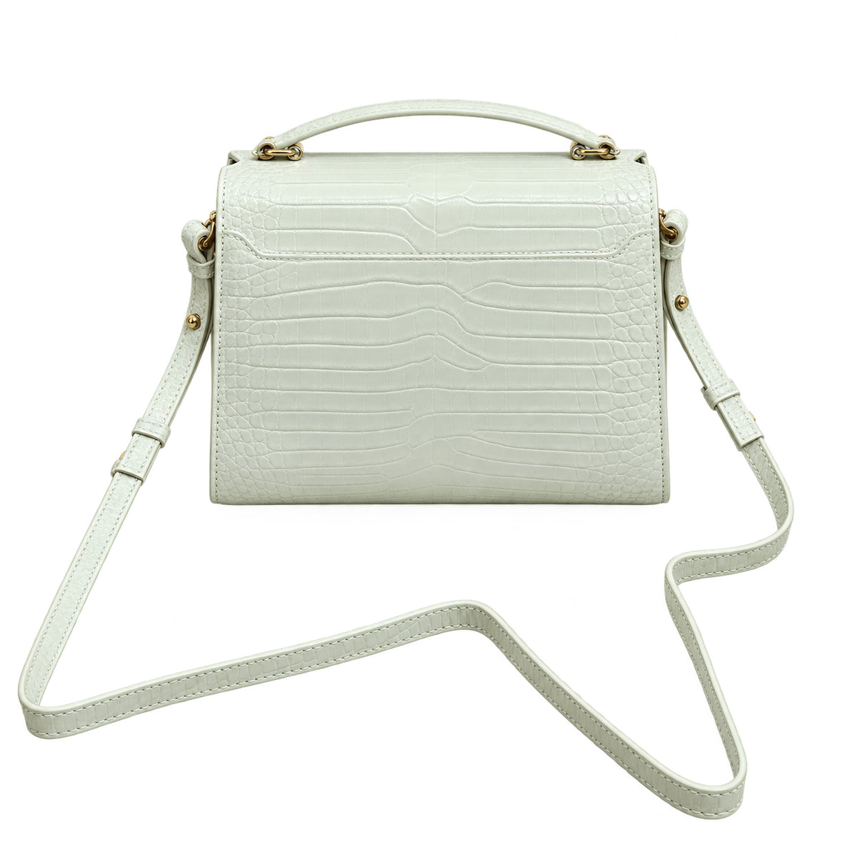 YSL Cassandra Mini Bag – White Croc Leather