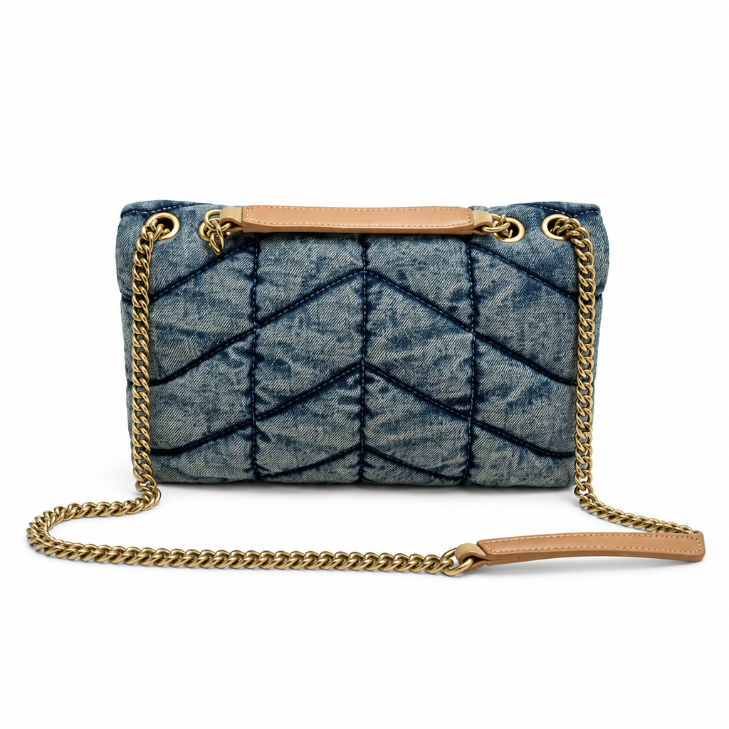 YSL Loulou Puffer Denim Quilted Shoulder Bag