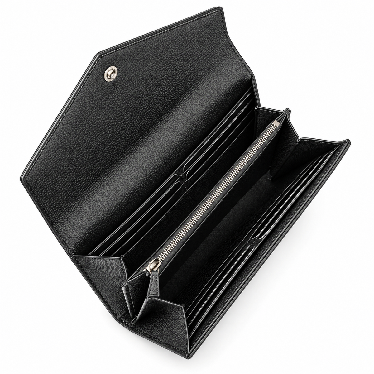YSL Saint Laurent Monogram Large Flap Wallet Black