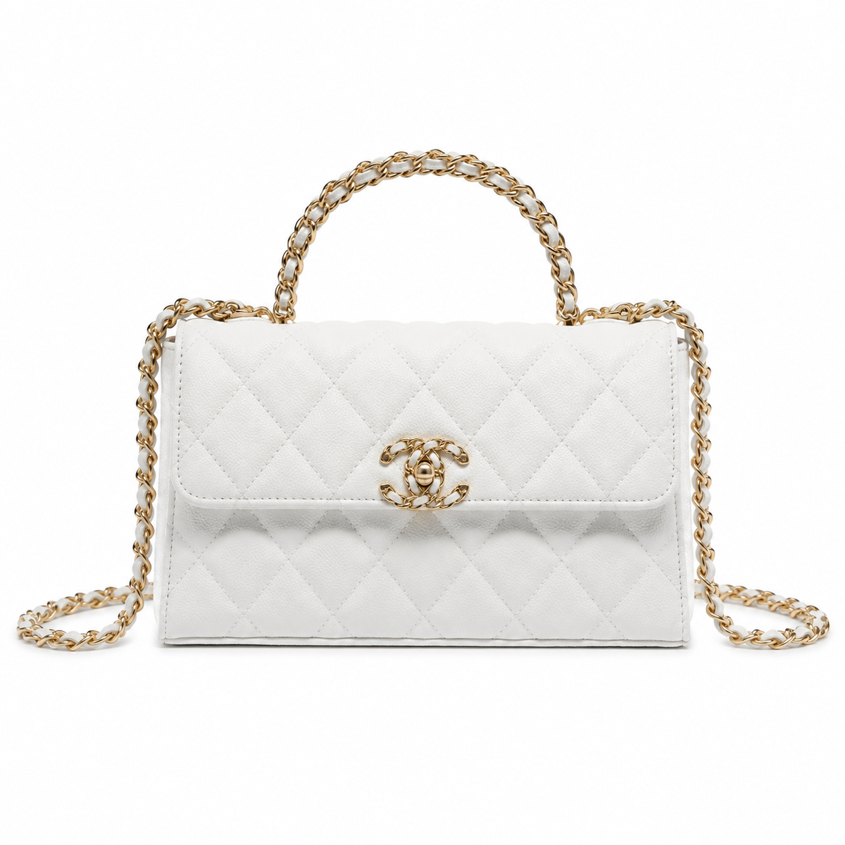 Chanel Quilted Leather Kisslock Flap Crossbody Bag