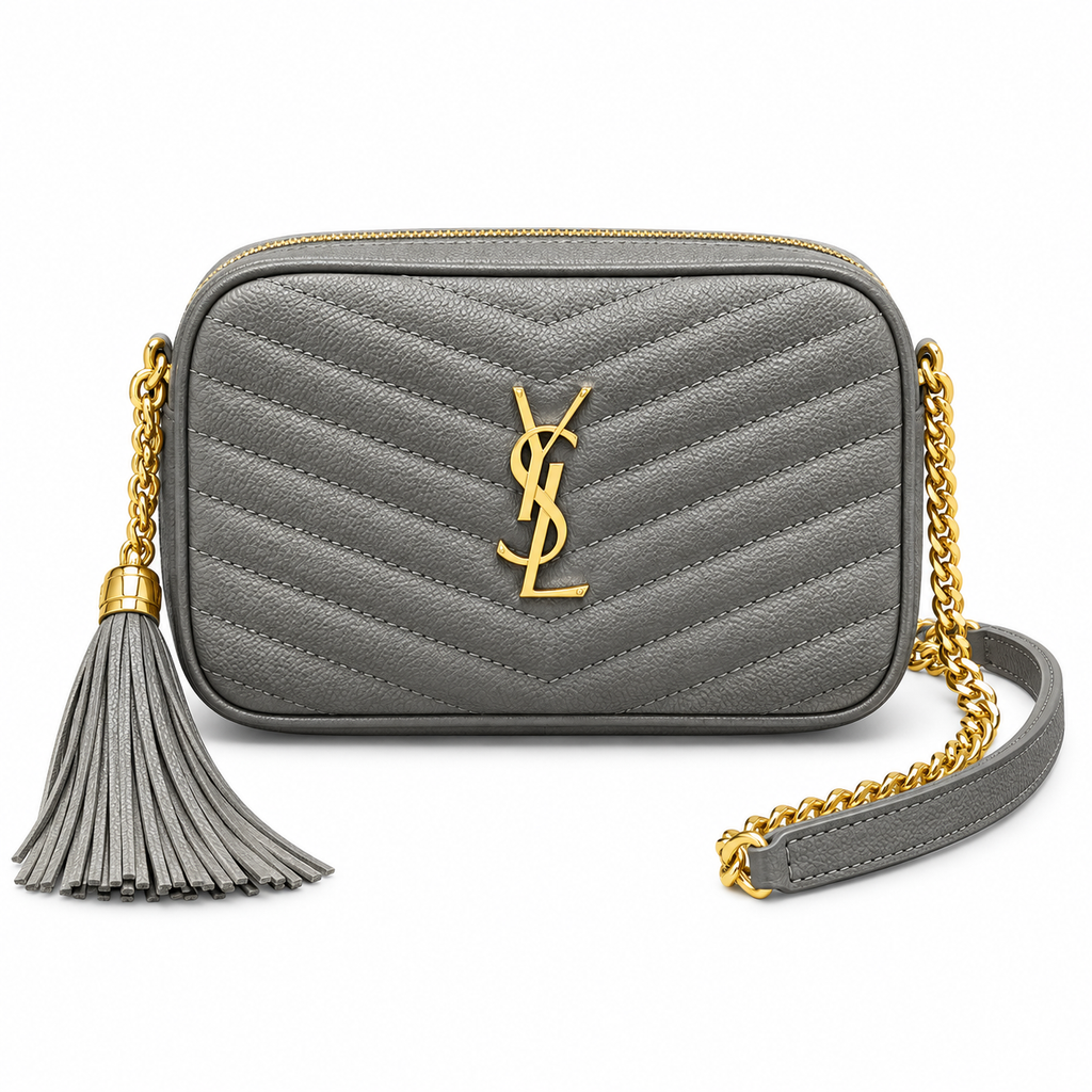 Saint Laurent YSL Lou Mini Camera Bag – Grey Gold