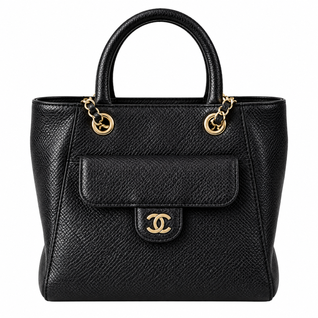 Chanel Neo Executive Quilted Caviar Tote Bag Black Gold 25cm