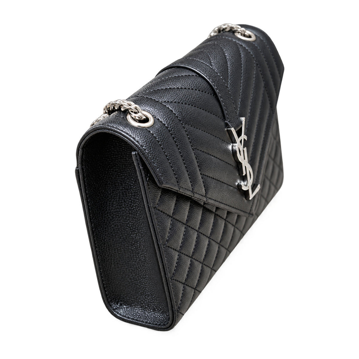 Saint Laurent YSL Envelope Large – Black Silver