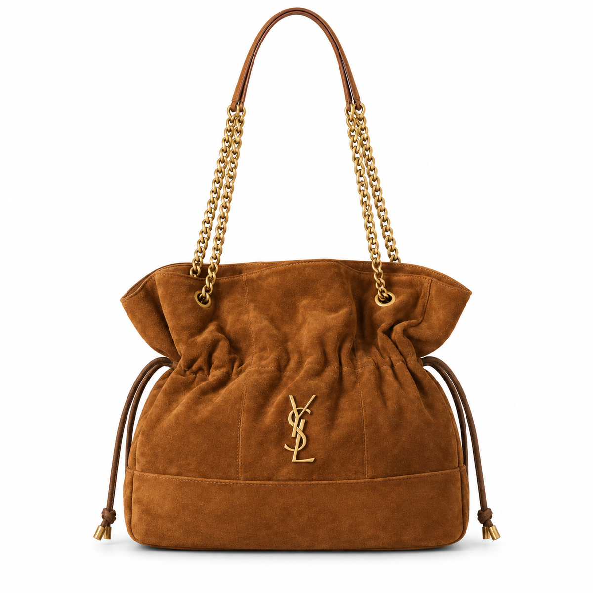 YSL Saint Laurent Jamie Tote Tan Suede Gold Chain